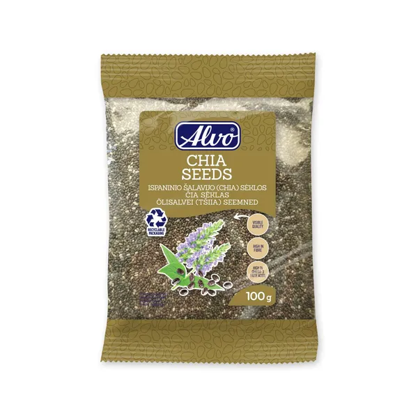 Spānijas salvijas (Salvia hispanica) sēklas Alvo 100g