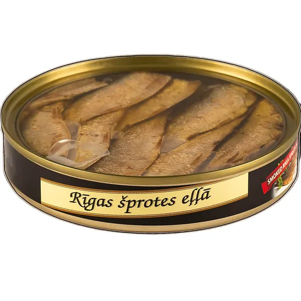 Šprotes Brīvais vilnis Rīgas eļļā, ar caurspīdīgu vāku 120g/84g