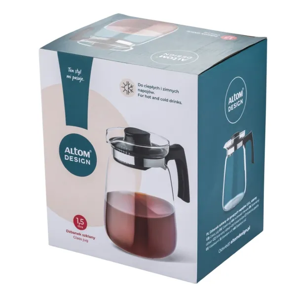 Stikla krūze Altom Design 1,5l, krāsa un dizains var atšķirties AW26