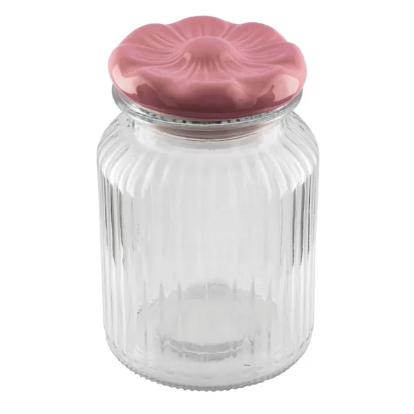 Stikla trauks ar zieda formas keramikas vāku 650ml SS26