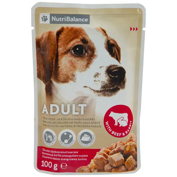 Suņu barība Nutribalance ar liellopa un truša gaļu 100g