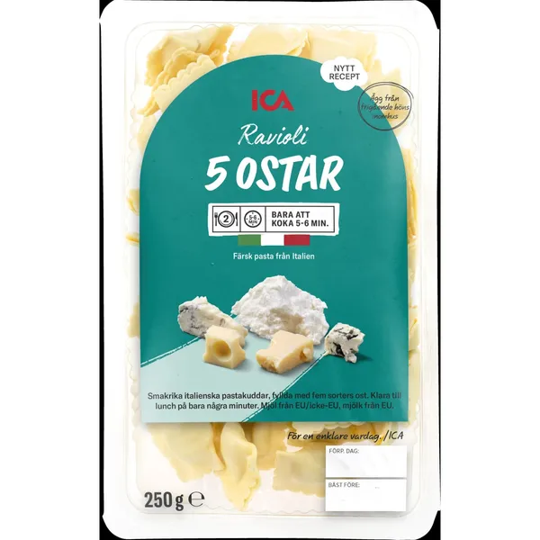 Svaiga pasta ICA Ravioli ar 5 veidu sieriem 250g