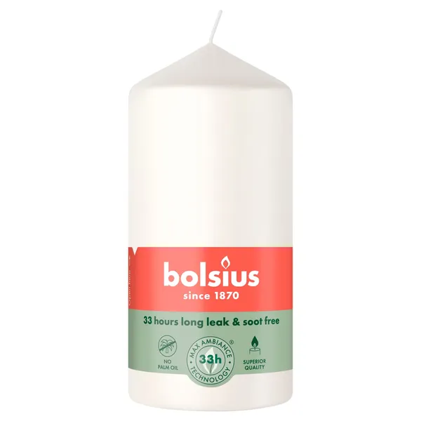 Svece Bolsius cilindriska balta 120/58mm
