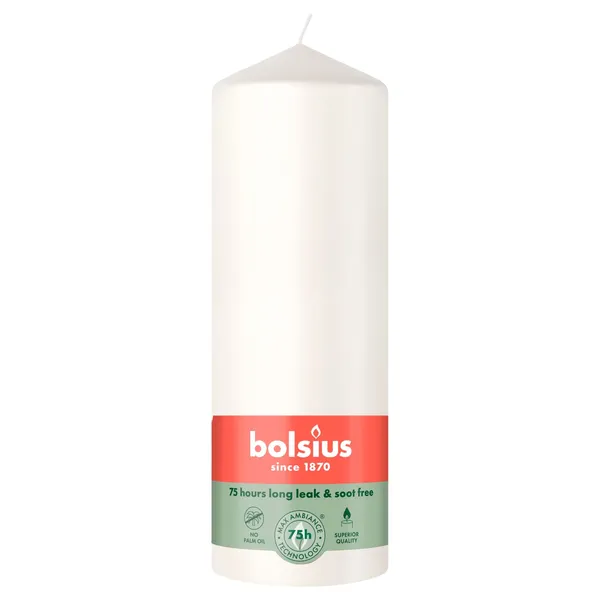 Svece Bolsius cilindriska balta 200/68mm