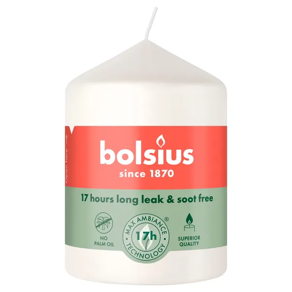 Svece Bolsius cilindriska balta 80/58mm