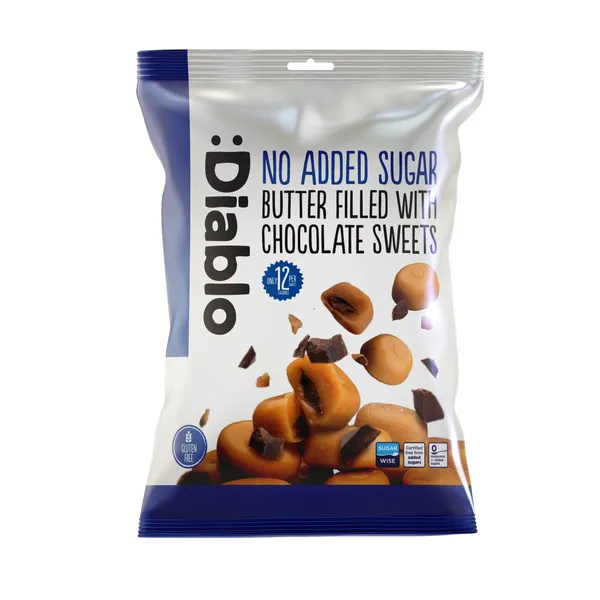 Sviesta konfektes Diablo ar šokolādes pildījumu ar saldinātāju 75g