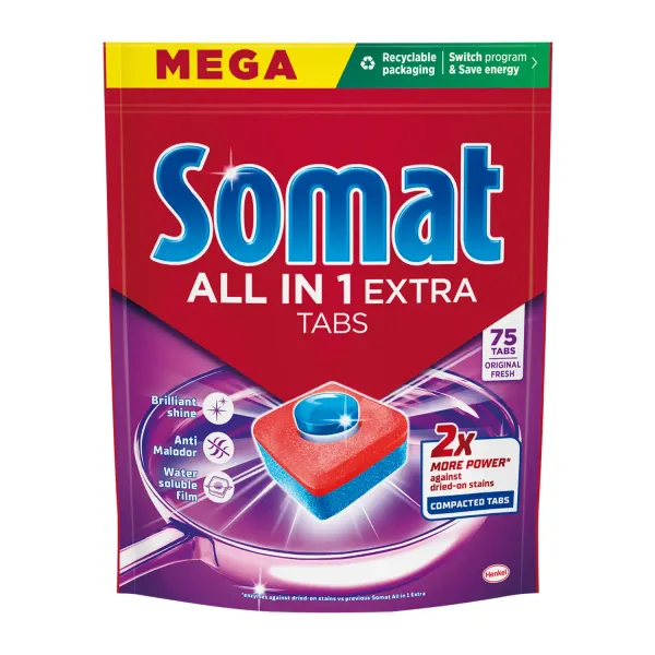 Tabletes trauku mazgājamām mašīnām Somat All in 1 Extra 75gab.