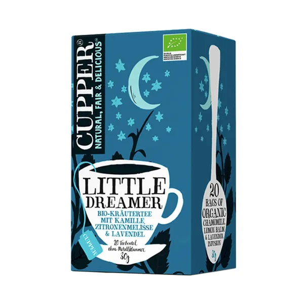 Tēja Cupper Little Dreamer ECO ar kumelītēm, citronu balzāmu un lavandu 20 gab.
