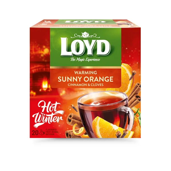 Augļu tēja LOYD Pyramids ar sildošu efektu Sunny Orange ar kanēli un krustnagliņām, 20x2 g