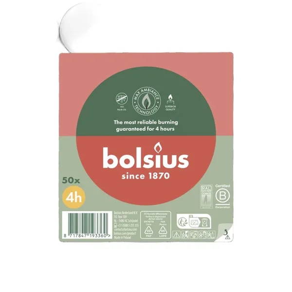 Tējas svece Bolsius 50gab. 4h