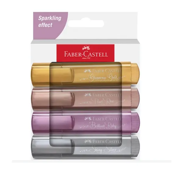 Teksta marķieru komplekts Faber-Castell 46 Metallic 1-5mm nošķelts 4 krāsas
