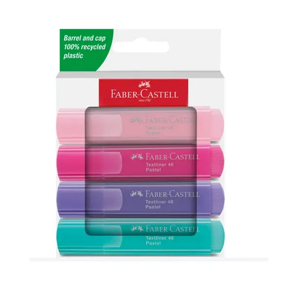 Teksta marķieru komplekts Faber-Castell 46 Pastel 1-5mm nošķelts 4 krāsas