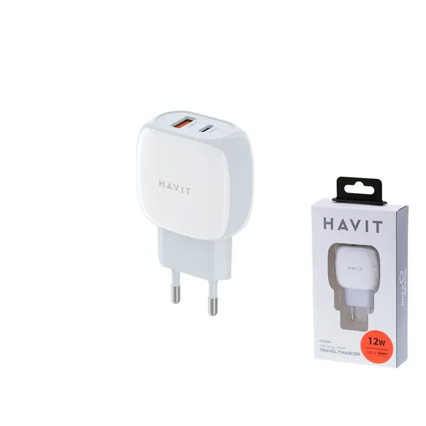 Tīkla lādētājs usb/type c,2.4a-12w Havit dot 22