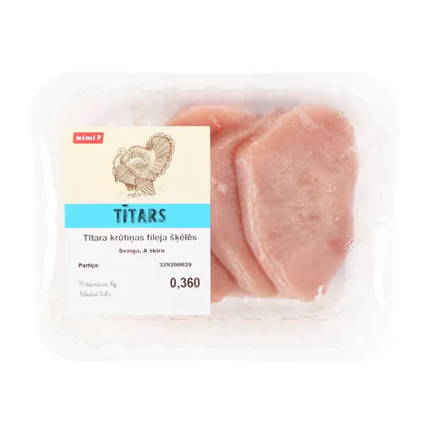 Tītara krūtiņas fileja Rimi šķēlēs 360g