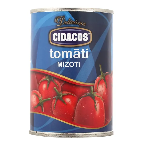 Tomāti Cidacos savā sulā, mizoti 400g/240g