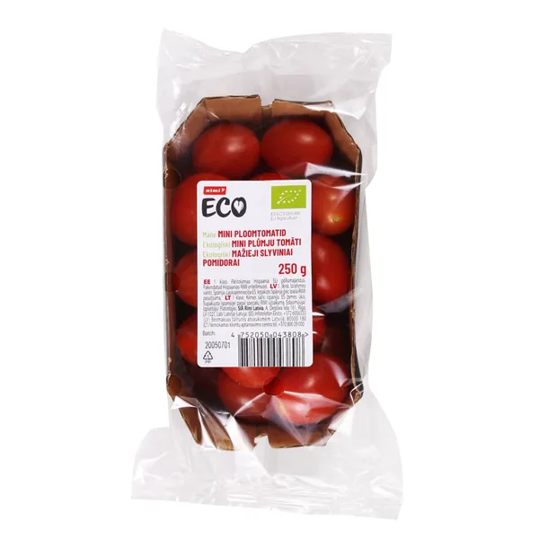 Tomāti plūmes mini Rimi Eco 250g 1. šķ.