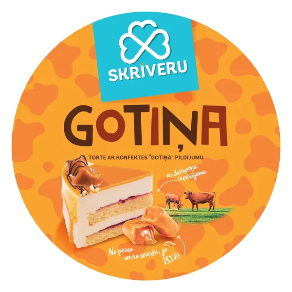 Torte Skrīveru ar konfektes Gotiņa pildījumu 1,3kg