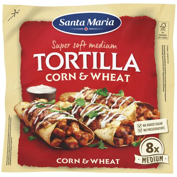 Kviešu-kukurūzas tortiljas SANTA MARIA 336g