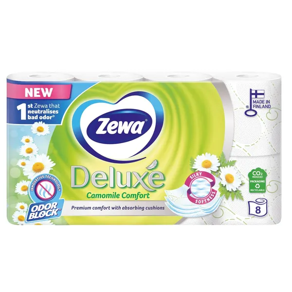 Tualetes papīrs Zewa Deluxe kumelīšu 3slāņi, 8ruļļi