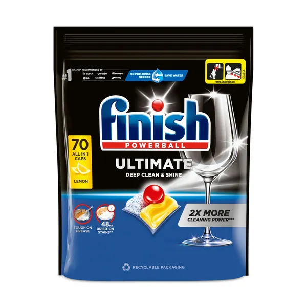Trauku mazgāšanas tabletes Finish Ultimate All in One Lemon 70 gab.