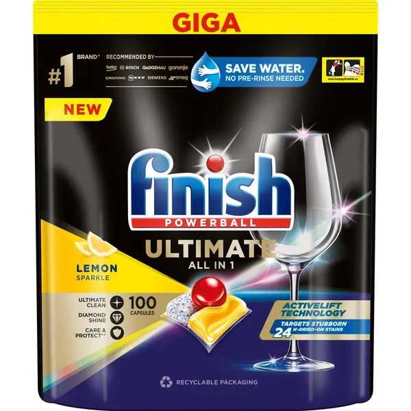 Trauku mazgājamas mašīnas tabletes Finish Ultimate All in One Lemon 100gab.