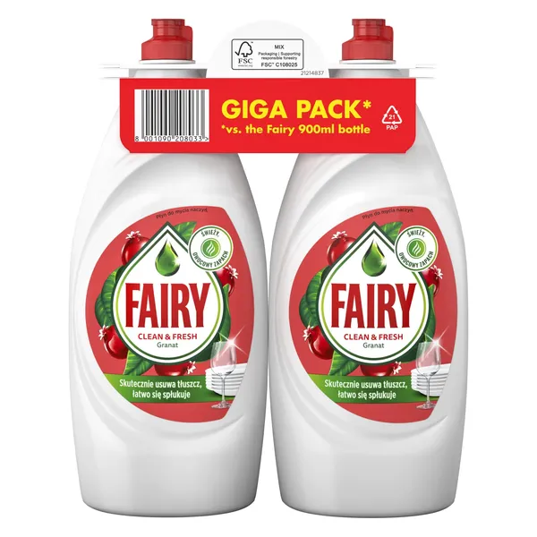 Trauku mazgāšanas līdzeklis Fairy Pomergranate 2x900ml