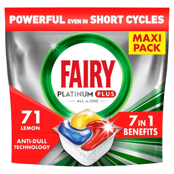 Trauku mazgāšanas kapsulas Fairy Platinum Plus Lemon 71gab.