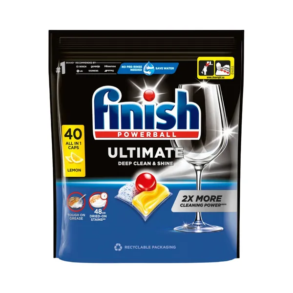 Trauku mazgājamās mašīnas kapsulas Finish Ultimate ar citronu aromātu 40gab.