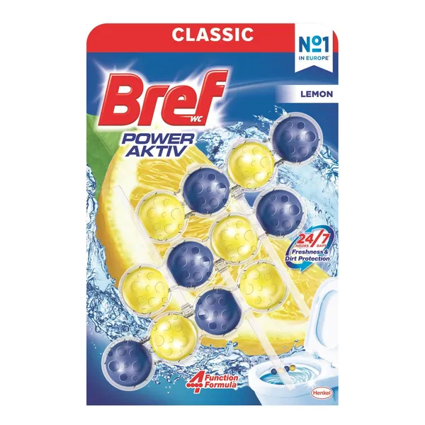 Tualetes bloks Bref Power Aktiv Lemon 3x50g