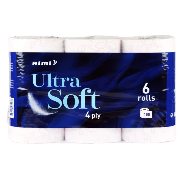 Tualetes papīrs Rimi 6 ruļļi, 4 slāņi, 150 sloksnes