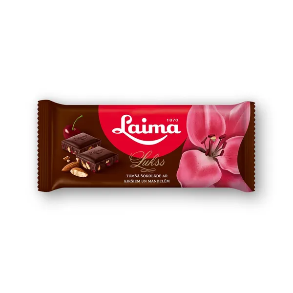 Tumšā šokolāde Laima Lukss ar ķiršiem, mandelēm 90g