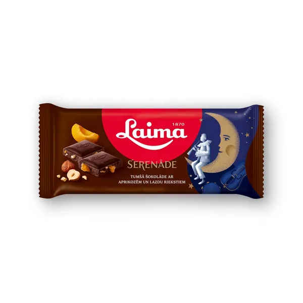 Tumšā šokolāde Laima Serenāde ar aprikozēm 90g