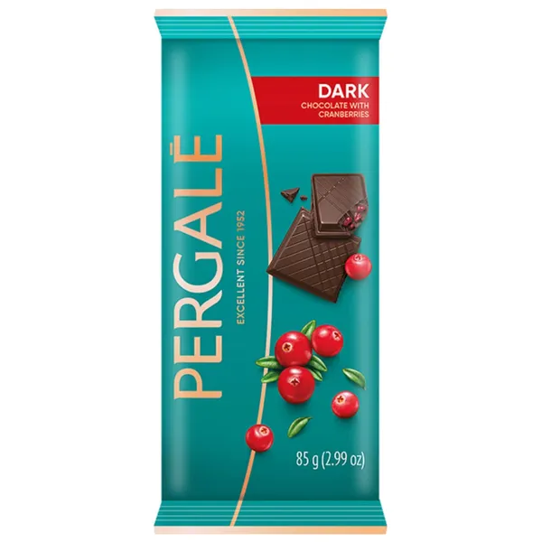 Tumšā šokolāde PERGALE ar dzērvenēm, 85g