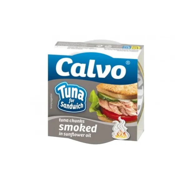 Tunča gabaliņi CALVO, kūpināti, sviestmaizēm, 142g