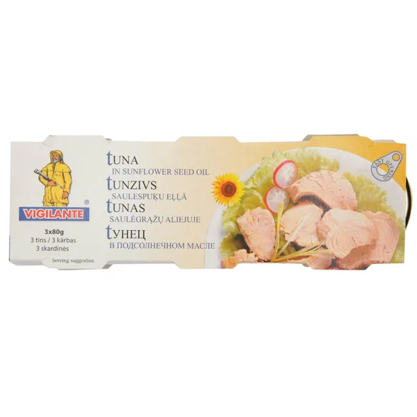 Tuncis Vigilante saulespuķu eļļā 3x80g/3x52g