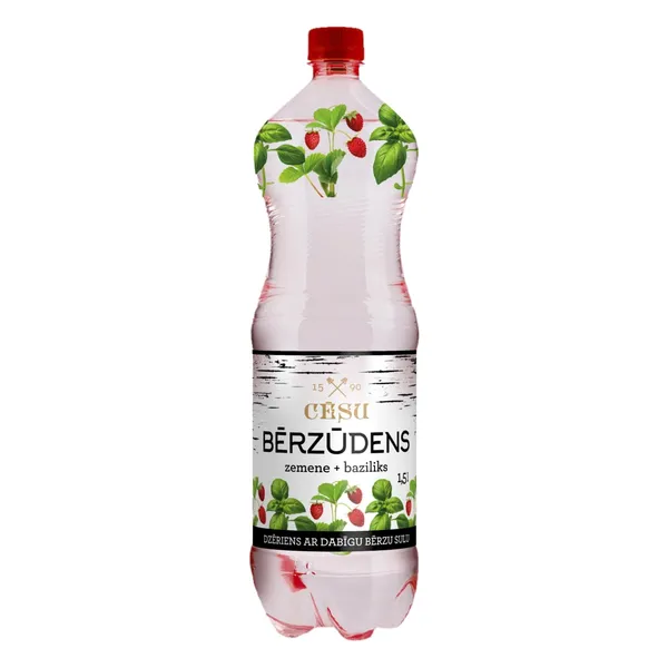 Ūdens Cēsu Bērzūdens ar zemeņu un bazilika garšu 1,5l