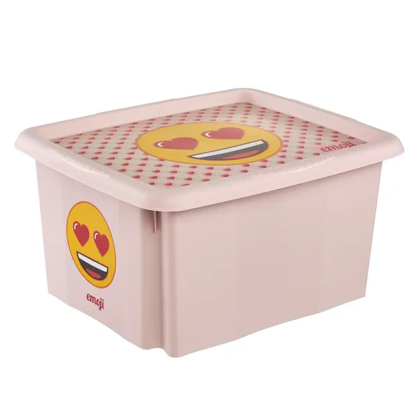Uzglabāšanas kaste ar vāku Keeper Emoji rozā 24l AW26