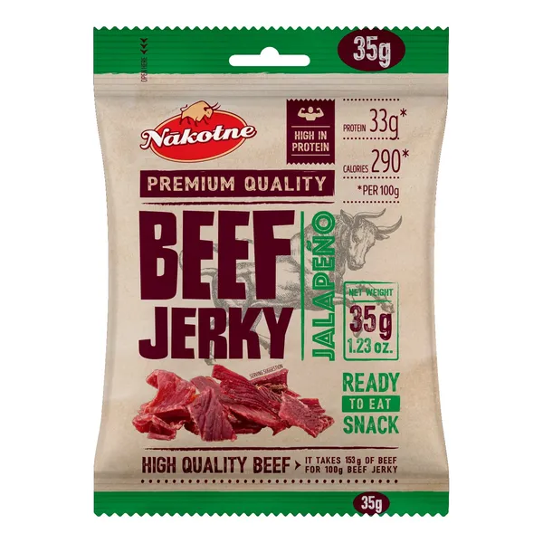 Uzkoda Nākotne liellopa gaļas Jerky halapenjo 35g