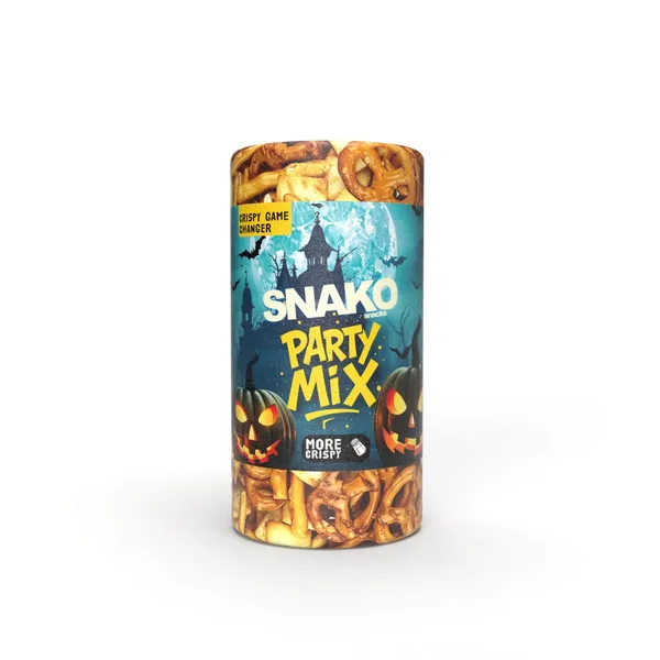 Ballīšu uzkodu tūbiņa Snako kociņi, klinģerīši, krekeri 120g