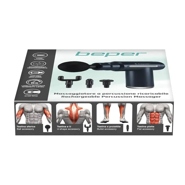 Uzlādējams masieris Beper melns SS26
