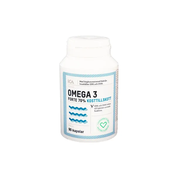 Uztura bagātinātājs Omega-3 forte 70% ICA Hjartat 90 kapsulas