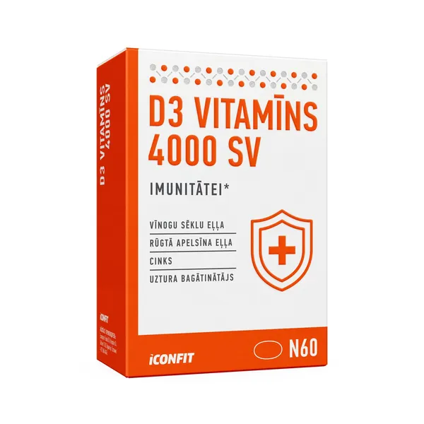 Uztura bagātinātājs Iconfit D3 Vitamīns 4000SV Imunitātei 60kapsulas