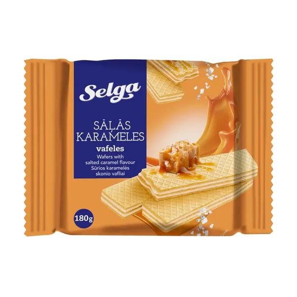 Vafeles ar sāļās karameles garšu 180g, Selga