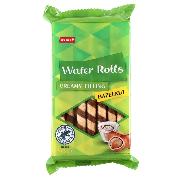 Vafeļu rullīši Rimi ar lazdu riekstu pildījumu 280g