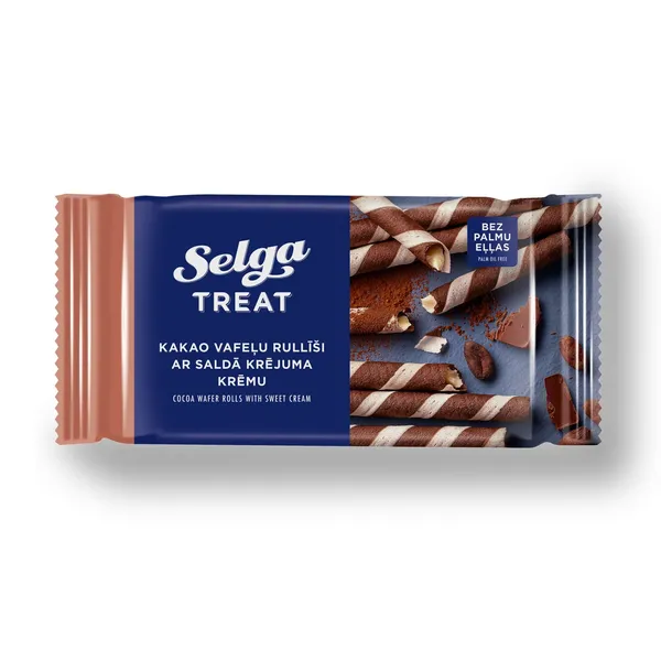 Vafeļu rulliši Selga kakao ar krēma pildījumu 160g