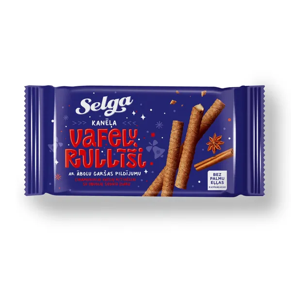 Vafeļu rullīši Selga kanēļa ar ābolu garšas pildījumu 160g