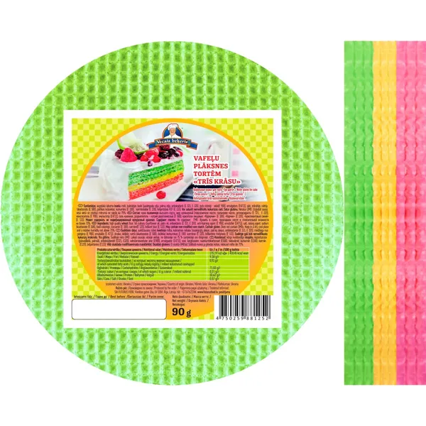 Vafeļu plāksnes tortēm Vecais Beķeris Trīs krāsu 90g