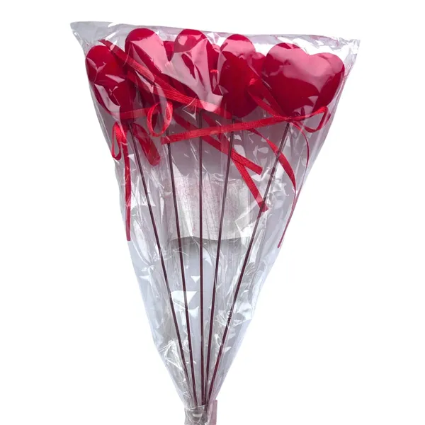 Valentīna dienas dekors sirds uz kociņa 5gab VD26