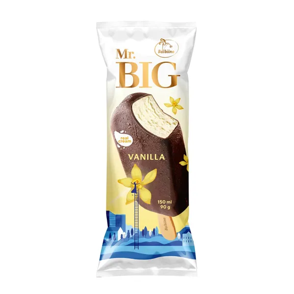 Vaniļas krējuma saldējums Mr Big glazūrā 150ml/90g
