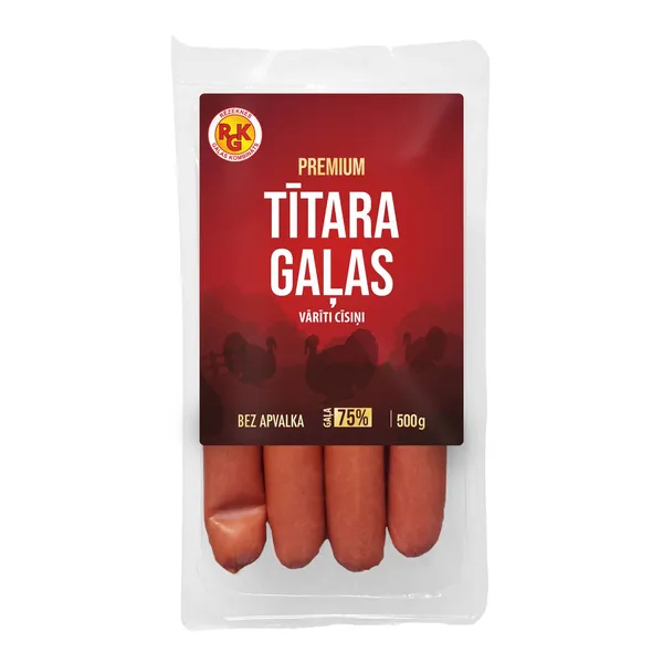 Vārīti cīsiņi RGK Premium tītara gaļas 500g